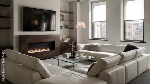 Wallpaper Mural Modern Living Room with TV Torontodigital.ca