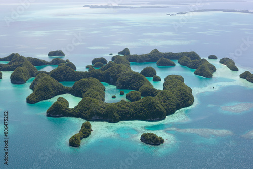 Palau islands view from above on a sunny autumn day