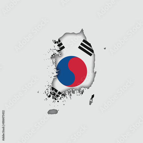 SOUTH KOREA Map with flag in body