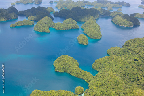 Palau islands view from above on a sunny autumn day