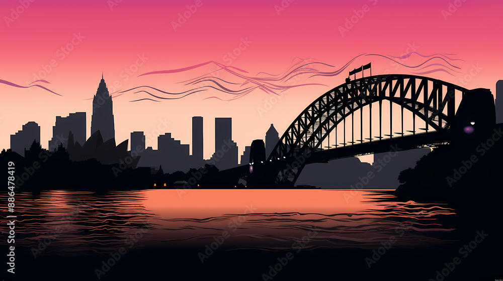 Naklejka premium Silhouette chalk Sydney vector image