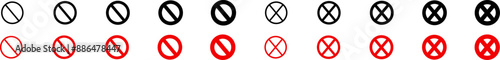 Red sign signal prohibition.Red forbidden icons set on white background.Vector forbidden icons