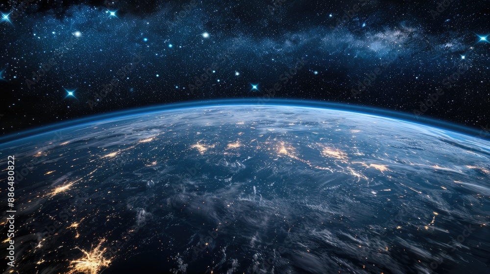 Obraz premium Earths beauty from the vastness of space a glowing blue jewel in the darkness