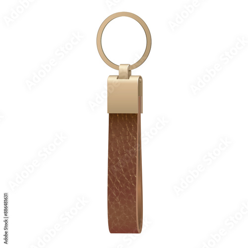 Brown leather keychain with gold ring and clasp