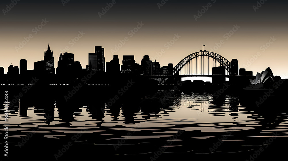 Obraz premium Silhouette chalk Sydney vector image