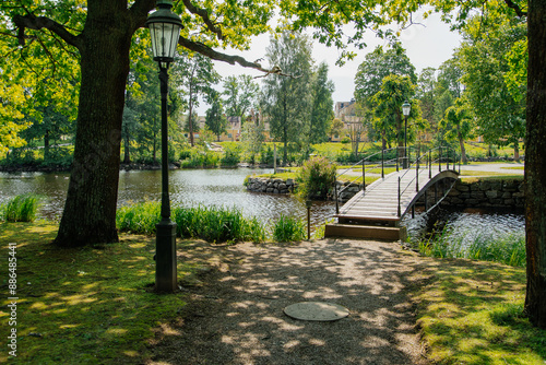 Finspång Castle lake in the park