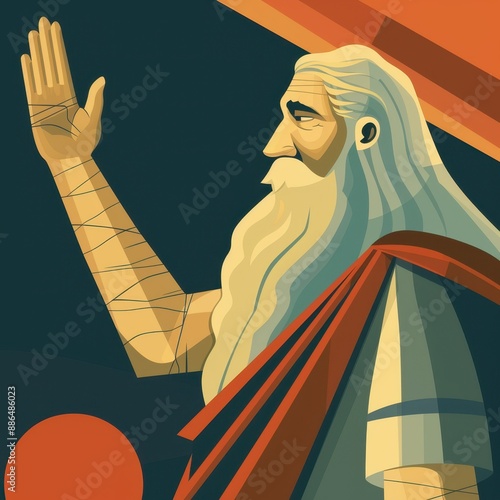 Exodus : Moses showing his leprous hand, Exodus flat design Biblical Illustration depicting a powerful sign and divine miracle photo