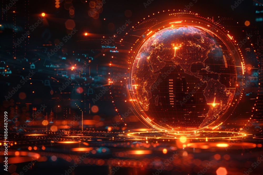 Fototapeta premium Digital Globe: Networked World
