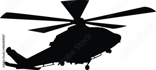 Helicopter silhouette full length illustration