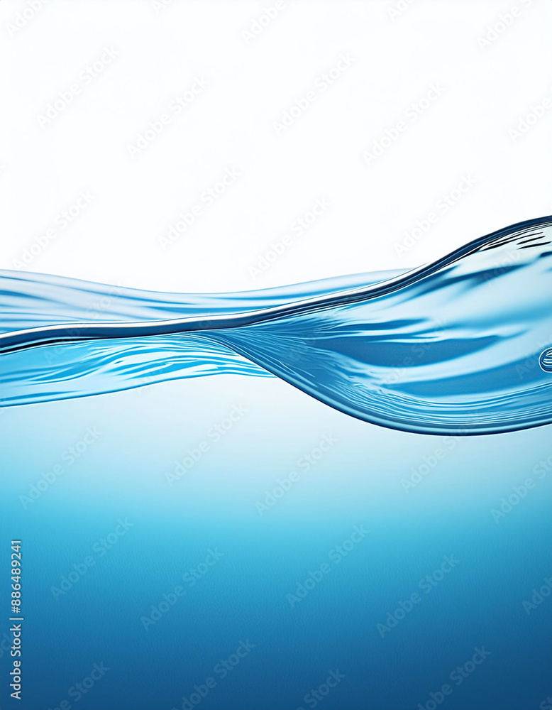 Clear blue water ripples gently, fading into a white background Clear blue water ripples gently, fading into a white background