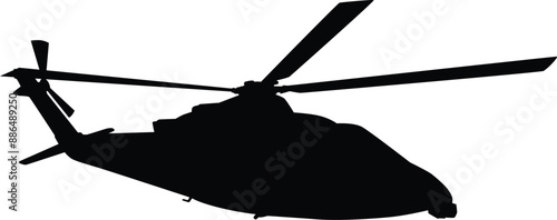 Helicopter silhouette full length illustration