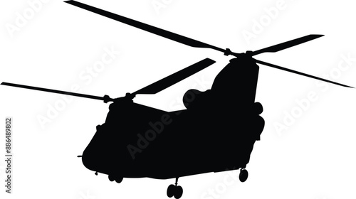 Helicopter silhouette full length illustration
