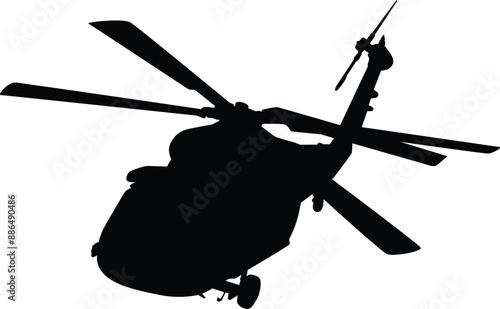 Helicopter silhouette full length illustration