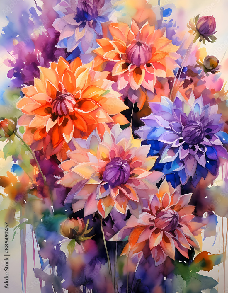 Fototapeta premium bouquet of colorful dahlia flowers