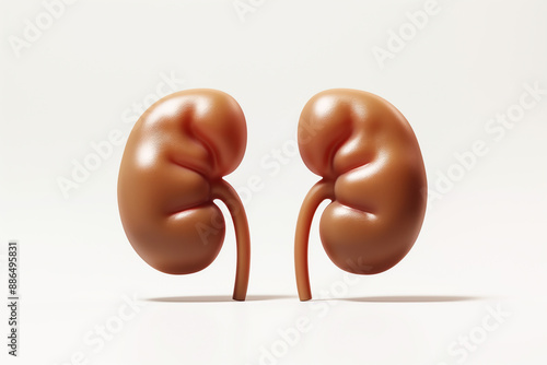 Human kidneys model for education on white background. photo