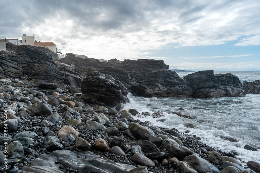 Long exposure seascape in the coast of Arucas. Gran Canaria. Canary islands. spain Long exposure seascape in the coast of Arucas. Gran Canaria. Canary islands. spain