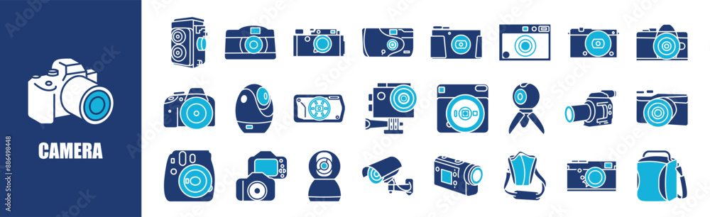 Camera icon collection set. Containing design, technology, photo, photography, vector, digital,and more. Solid vector icons collection. Camera icon collection set. Containing design, technology, photo, photography, vector, digital,and more. Solid vector icons collection.