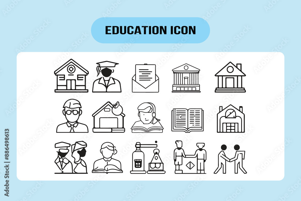 Education and Learning line icon collection, Education set of web icon, Vector illustration, Education icon Education and Learning line icon collection, Education set of web icon, Vector illustration, Education icon