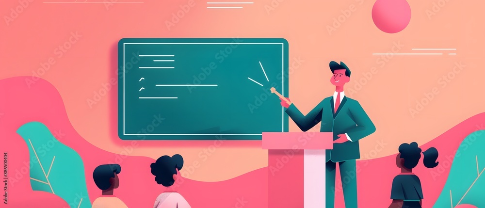 Teacher lecturing students in a classroom. Teacher lecturing students in a classroom.