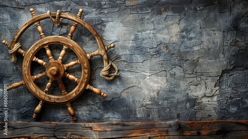 nautical decor, nautical-themed wall decor featuring a wooden ship wheel, perfect for a sea day celebration with maritime flair