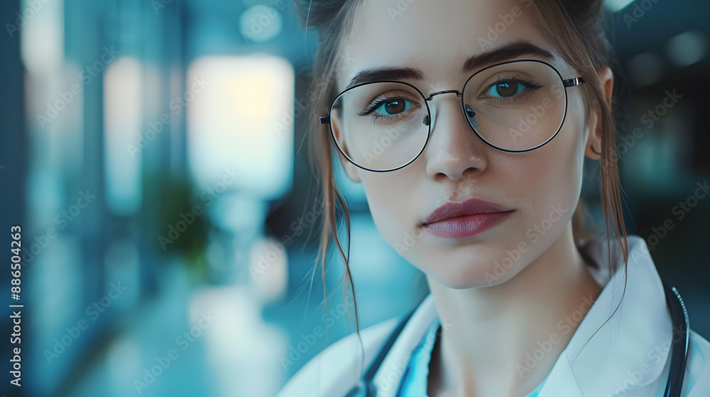 Portrait of a female medical worker with a stethoscope. AI Generated Portrait of a female medical worker with a stethoscope. AI Generated