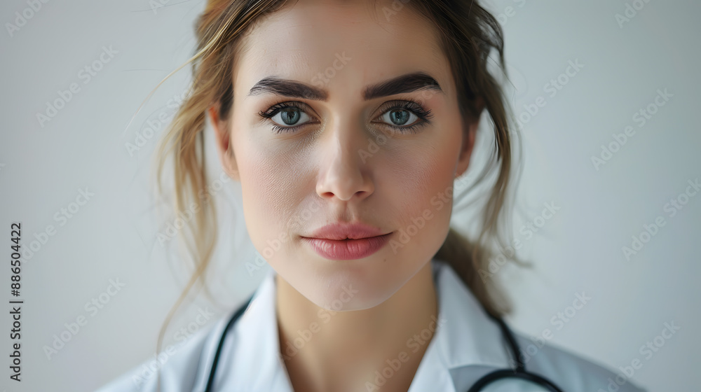 Portrait of a female medical worker with a stethoscope. AI Generated Portrait of a female medical worker with a stethoscope. AI Generated
