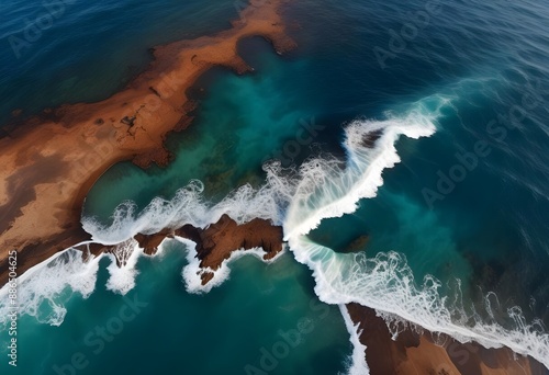 Beautiful beach scenery, high angle view of the sea