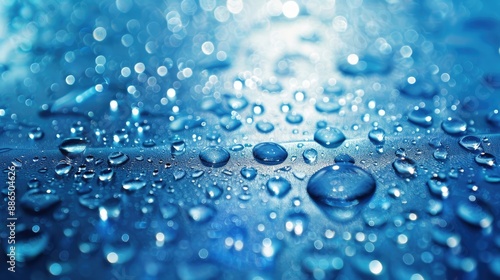 Wallpaper Mural Abstract background of blue water drops on a reflective surface, with light reflections creating a serene atmosphere. Torontodigital.ca