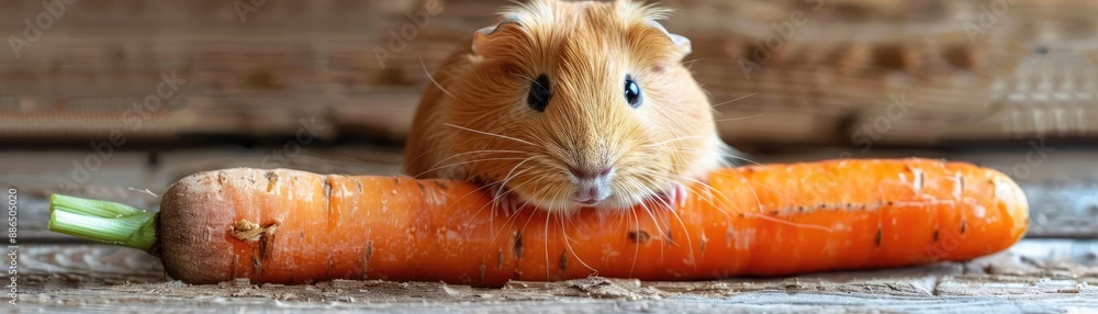 Guinea pig munching on a carrot, highlighting small pet care Guinea pig munching on a carrot, highlighting small pet care