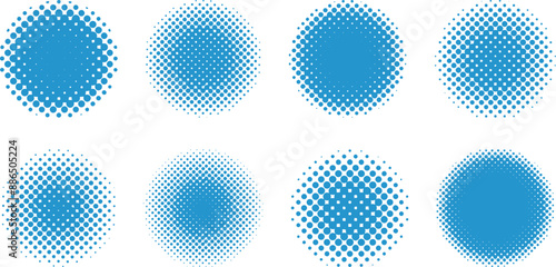 ドット・ハーフトーンの円セット　ベクター　コレクションAbstract dot circle, circle halftone geometric dot gradient