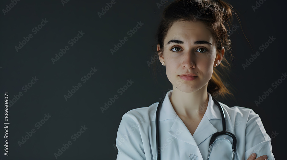 Portrait of a female medical worker with a stethoscope. AI Generated Portrait of a female medical worker with a stethoscope. AI Generated