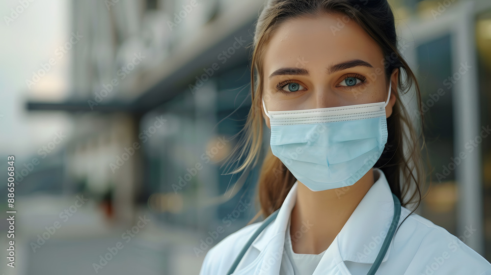Portrait of a female medical worker with a stethoscope. AI Generated Portrait of a female medical worker with a stethoscope. AI Generated