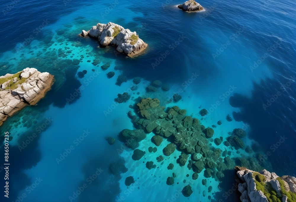 Fototapeta premium Beautiful beach scenery, high angle view of the sea