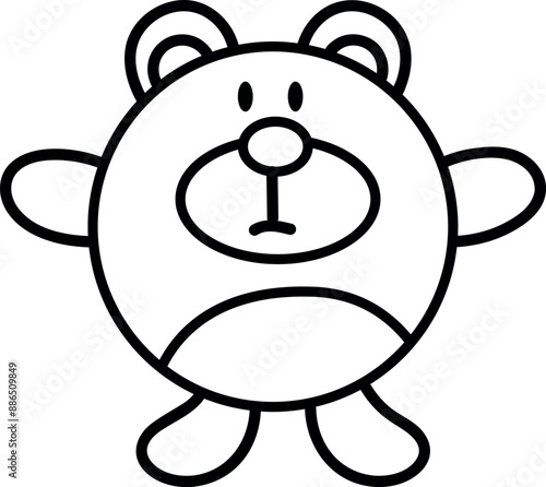 Adorable Cartoon Teddy Bear Outline for Coloring