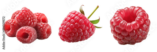 Fresh raspberries isolated on transparent background