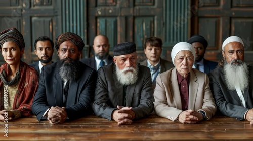 Wallpaper Mural Group of diverse elderly people of different ethnic backgrounds sitting together, portraying unity and wisdom. Torontodigital.ca