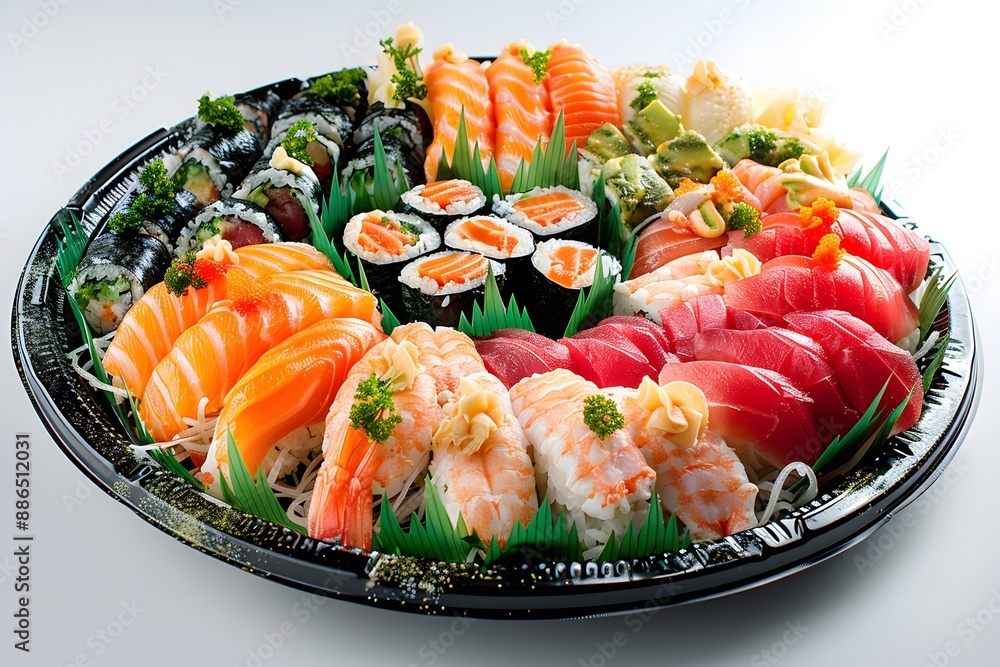 Exquisite gourmet sushi platter with vibrant colors Exquisite gourmet sushi platter with vibrant colors