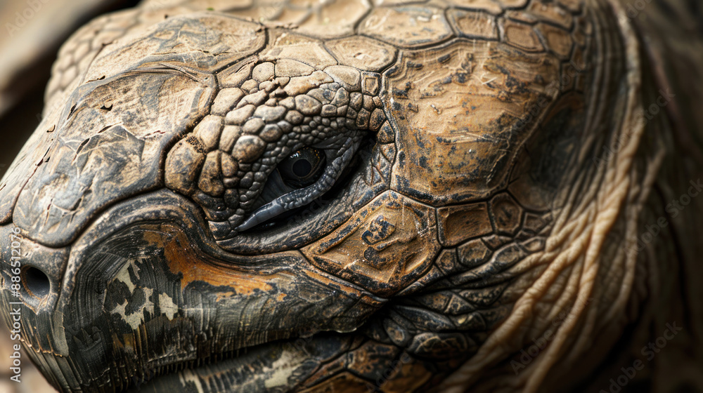 Close-up of a Galapagos tortoise's textured shell and wrinkled skin Close-up of a Galapagos tortoise's textured shell and wrinkled skin