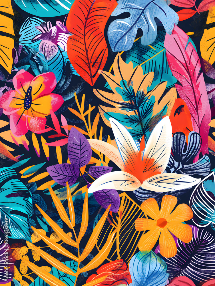 2D flower and leaf cards in various styles 2D flower and leaf cards in various styles