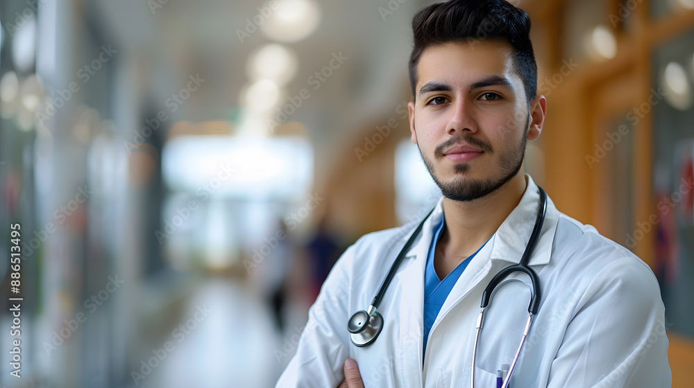 Portrait of a male medical worker with a stethoscope. AI Generated Portrait of a male medical worker with a stethoscope. AI Generated