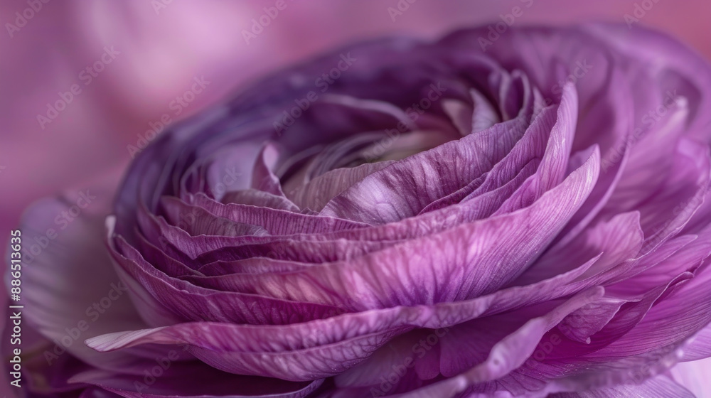 Obraz premium Close-up of a purple ranunculus blossom, focusing on the flower's rich color and texture