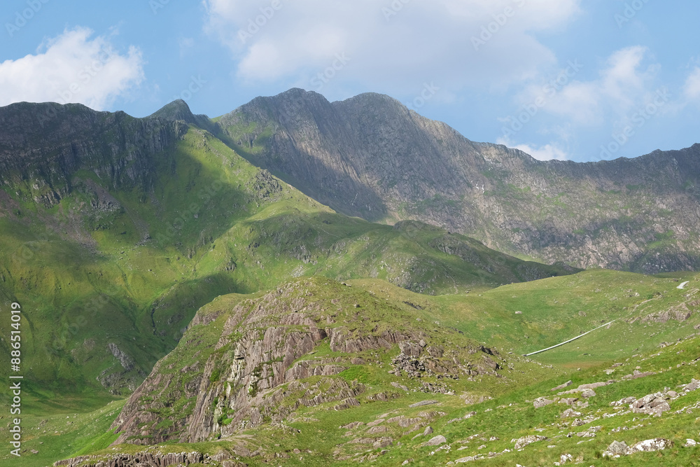 Looking towards the peaks of Lliwedd Bach and Y Lliwedd, in the Snowdonia mountain range, North Wales. Looking towards the peaks of Lliwedd Bach and Y Lliwedd, in the Snowdonia mountain range, North Wales.