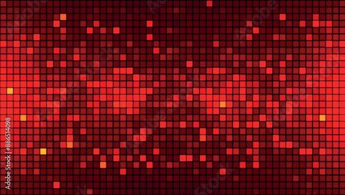 Abstract background of red squares. Small squares of computer mosaic. Simple abstract graphic gradient background. Vector illustration.