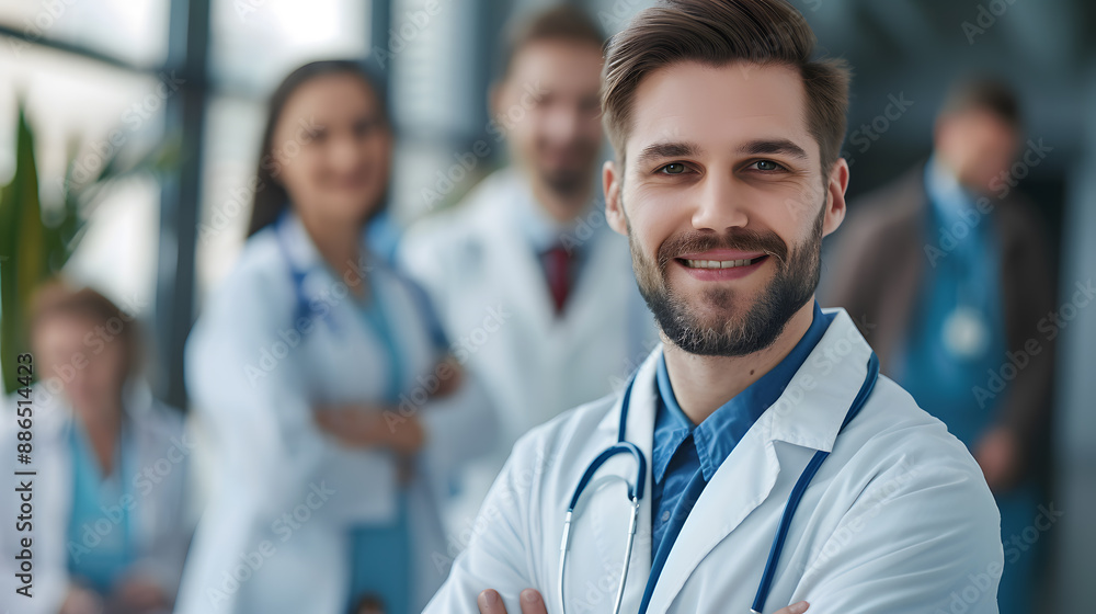 Portrait of a male medical worker with a stethoscope. AI Generated Portrait of a male medical worker with a stethoscope. AI Generated