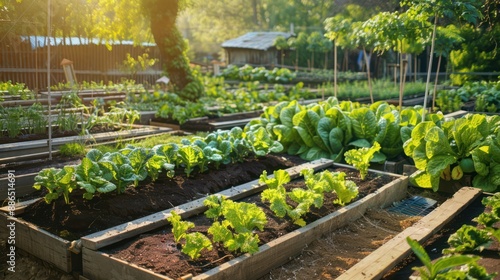 A spacious vegetable garden with an integrated hydroponic system, where water flows through clear tubes to nourish plants without soil, highlighting innovation and sustainability