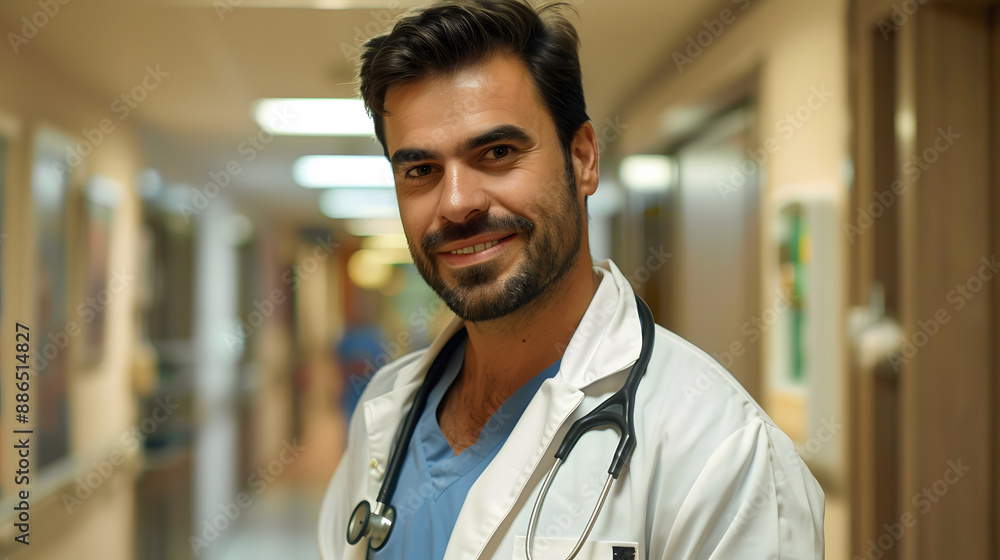 Portrait of a male medical worker with a stethoscope. AI Generated Portrait of a male medical worker with a stethoscope. AI Generated