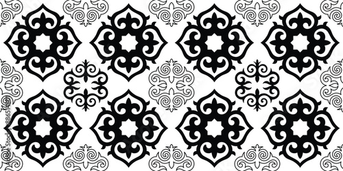 Ethnic background on the theme of Mongolian national ornament, seamless pattern, vector design