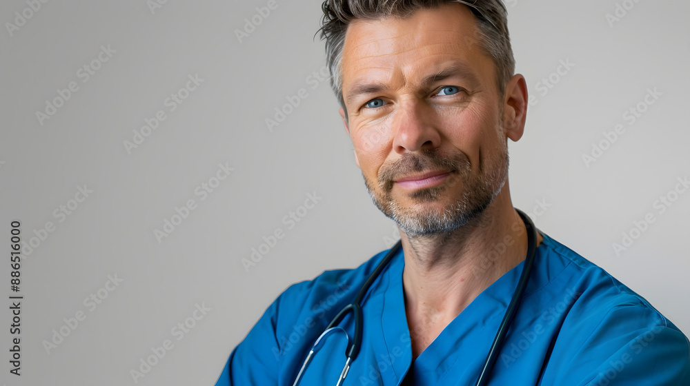 Portrait of a male medical worker with a stethoscope. AI Generated Portrait of a male medical worker with a stethoscope. AI Generated