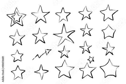 set of hand-drawn doodle stars vector illustration