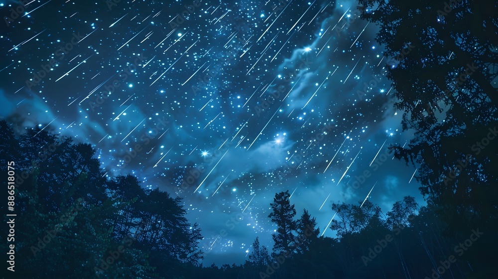 A breathtaking view of a starry night sky with shooting stars, perfect for dreamy and imaginative designs. A breathtaking view of a starry night sky with shooting stars, perfect for dreamy and imaginative designs.